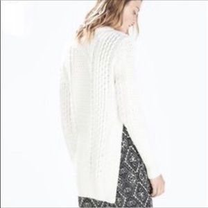Zara Cable Knit Split Long Sweater S
